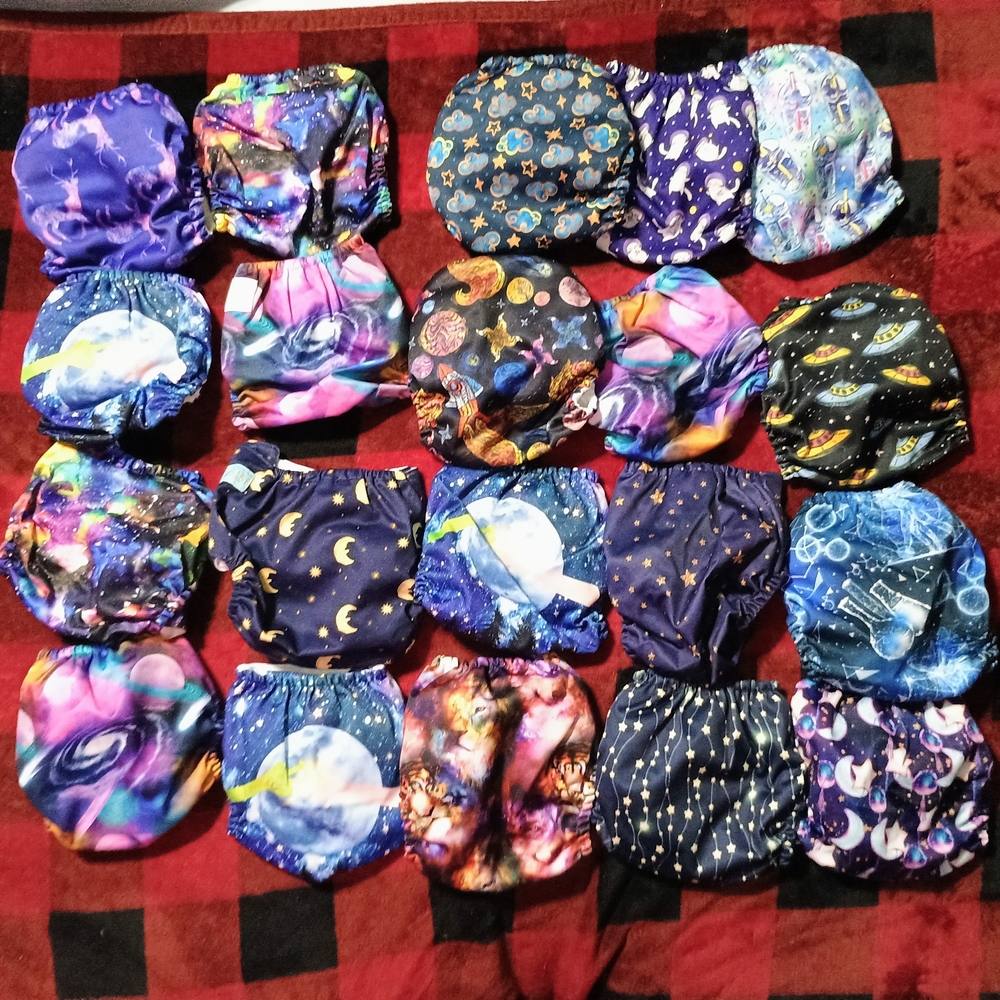 Galaxy Mama Koala Cloth Diapers Celestial Stars Moons OS Pocket Cloth Diapers